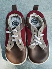 LIVIE&LUCA 'ARCHIE' BOYS BROWN/RED CASUAL TRAINERS SIZE UK 5 JR EU 22