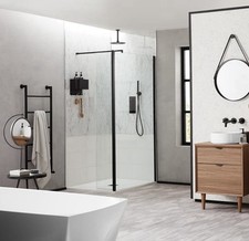 Bathstore x Elle Deco ‘Noir’ Matt Black Shower Enclosure for 1200mm recess