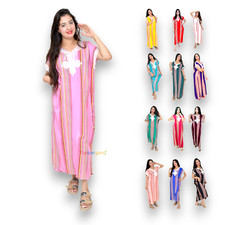 Moroccan Kaftan Dress Summer Women Caftan Embroidered Casual Eid Gift Size S M L