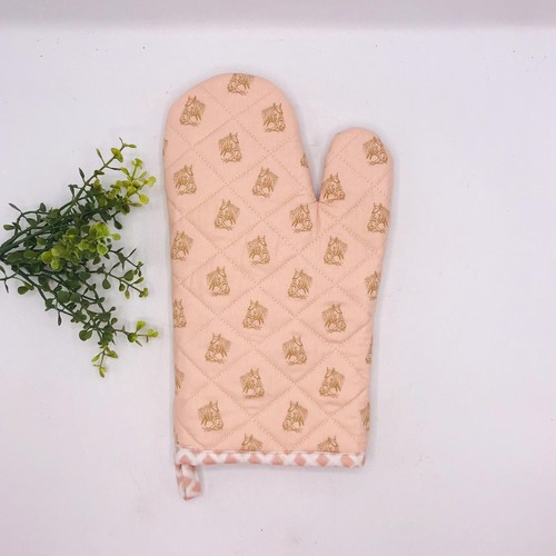 Oven mitt pink with gold - oven,