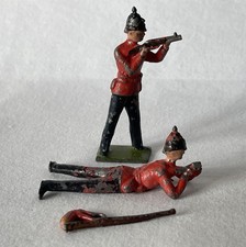 2 Vintage Lead Britains Toy Soldier Figures with Damage + Extra Arm Piece #V539