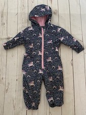 Baby Girls Size 12-18 Months Navy Unicorn & Floral Print Puddle Suit VGC!
