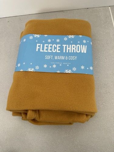 Mustard colour fleece throw - mustard,