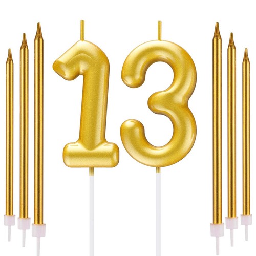 Gold number candle 6 - gold,