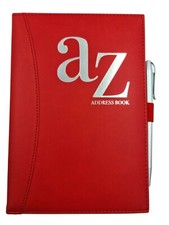 Telephone Address Book A-Z Index Hard Back Cover & Pen A5 Address Book RED 