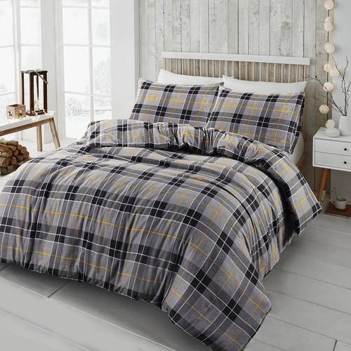 Tartan check flannel duvet - check,