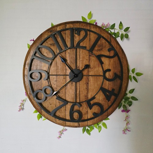 Oak barrel lid clock wall - oak,