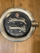 Vintage Tin Metal Ashtray With