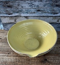 LARGE FRENCH DAIRY BOWL 1800s Original Antique Yellow Glaze
