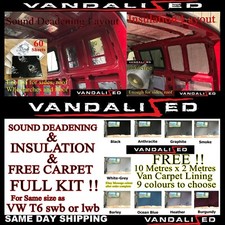 Van Sound Deadening & Insulation Kit & Free Carpet Lining VW T 2 2.5 3 4 T5 T6