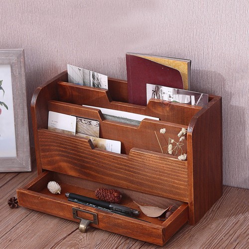 Rustic wooden file storage box - storage,