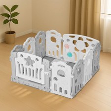 Foldable Baby Playpen Large Plastic Play Pen Bear Babies Fence & Foam Play Mat