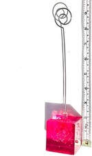 Retro Vintage Ikea Red Bubbles Cube Photo Memo Love Note Holder Menu table stand