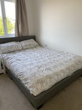 Grey low double bed - double, and