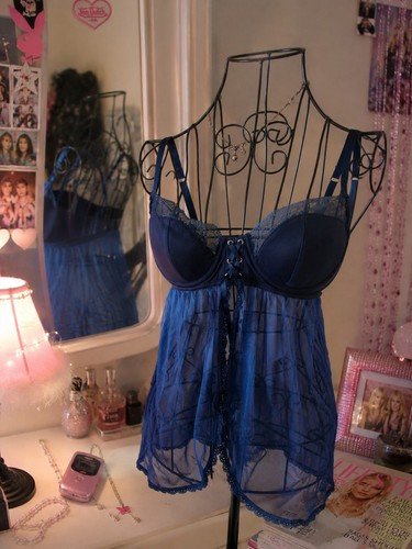 Senza blue solid mesh - la, lace