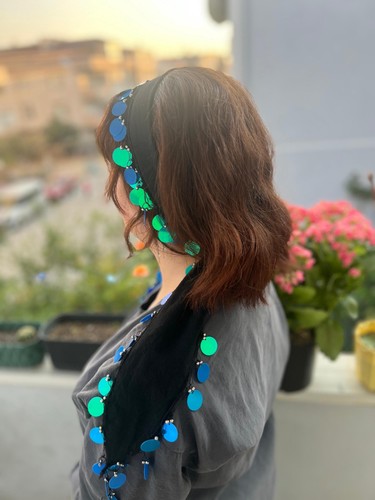 Boho black cotton bandana with - bandana,