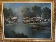 Kobchai Original Oil Landscape Painting On Board Signed Framed Artwork
