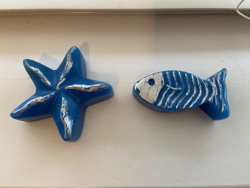 Blue fish starfish candles - &,