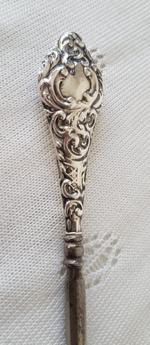 Silver handled button - silver, fastener