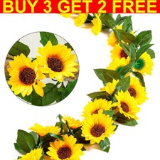 2.4M Fake Sunflower Flowers Garland Artificial Ivy Silk Leaf Plants Home Decor