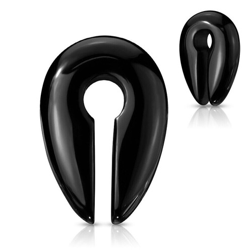 Black agate stone ear weight - black,