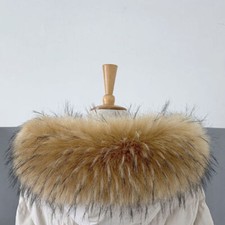 Detachable Faux Fur Hood Trim Collar Replacement Fluffy Collar for Winter Coat