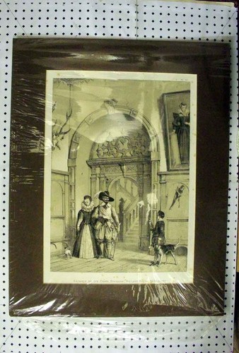 Original old antique print - old,