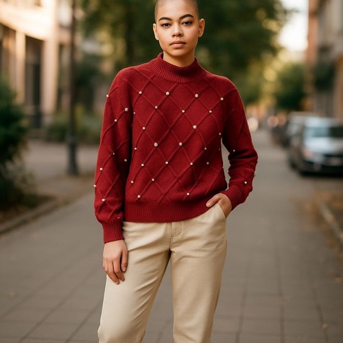 Women ladies pearl knitted - pearl,