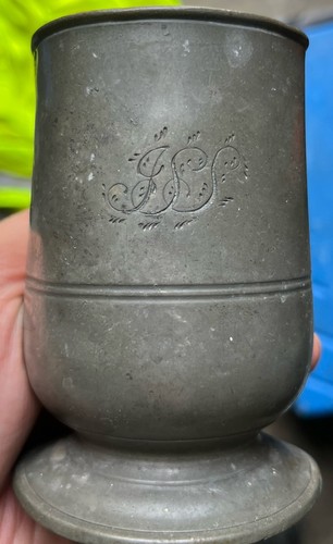 Antique pewter cup - pewter, jss