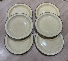 6 Poole Pottery Broadstone Yellow / Oatmeal & Brown Tea Side Plates 18 cm Wide