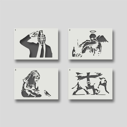 Banksy stencils for - banksy, art