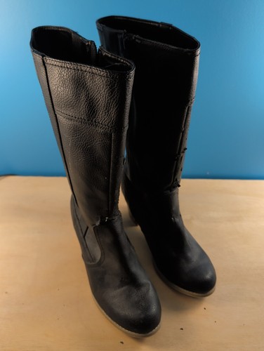 Women black leather - 9, boots