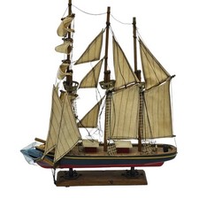 Vintage Model Wooden Sail Boat