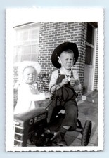 Old vintage photo girl boy - photo,