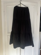 Black Cotton Tiered Maxi Skirt