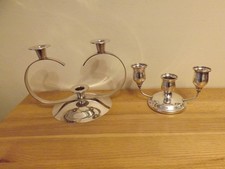 2No Silver Plated Three Sconce Candelabra