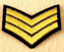 Sergeant Stripes Patch Gold Embroidered Iron Sew On  Military Army Epaulettes 