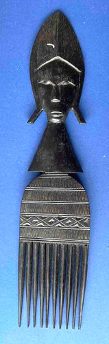 African tribal ebony comb - comb, with