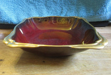 Carlton Ware square Rouge Royal dish.  1940's. Red/gold.  No chips some wear.