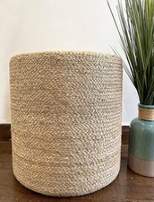 Pouf Ottoman | Footrest Stool | Hand Braided (16"x16"x16")