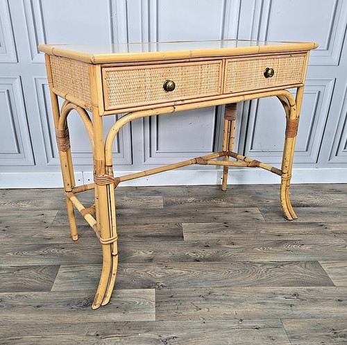 Vintage bamboo dressing table - bamboo,