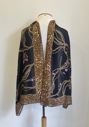Daks silk scarf black - black, gold
