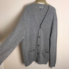 Warm Grey Long Lambswool Wool Cardigan size XL M&S Marks and Spencer