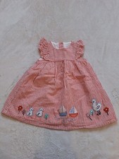 Red And White Striped Short Sleeved Dress Marks And Spencer Size 6-9 Months