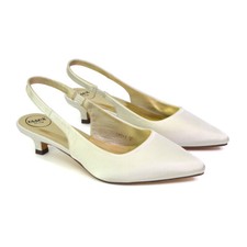 Womens Low Kitten Heel Shoes Ladies Slingback Pointed Toe Party Sandals Size 3-8