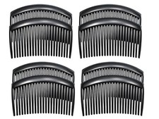 Pack of 4/2 Plain Hair Combs Slides Side Combs 7.5cm Black Tort Grips Vintage