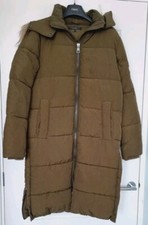Next x Emma Willis Long Hooded Puffer Coat Womens  Khaki Padded  Size S Uk 6