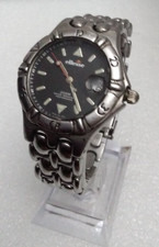 Ellesse Unisex Divers Watch 200mWR Black Dial|Stainless Steel Strap|Date|03-0033