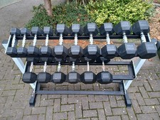 (£500) HEX DUMBBELL WEIGHTS SET WITH HEAVY DUTY STORAGE RACK