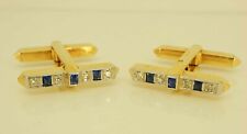 Vintage 1962 18ct Gold Sapphire & Diamond Cufflinks Deakin & Francis. NICE1